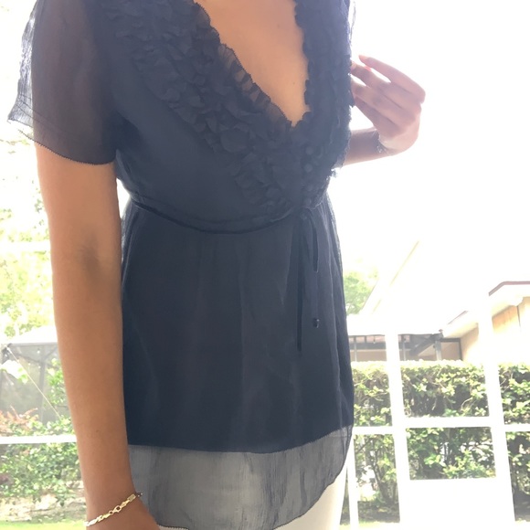 Rare J.Crew navy 100% silk blouse - Picture 2 of 8